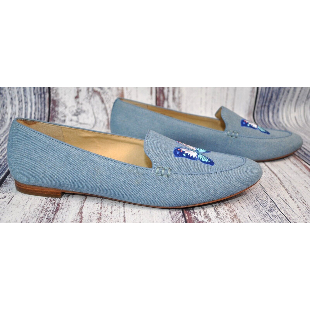 Talbots Blue Butterfly Embroidered Loafers - Picture 3 of 8